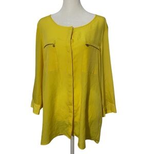 Anne Klein Bright Yellow Blouse Tunic Top